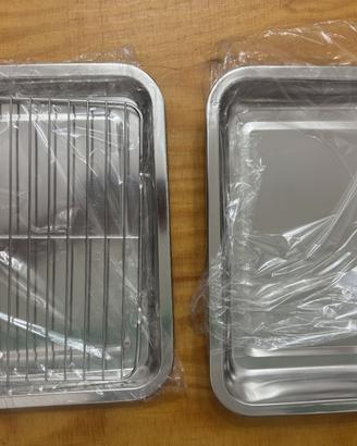 Set teglie da forno + griglia acciaio inox NUOVI