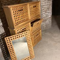 Scarpiera Tripla in legno con specchiera