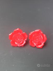 orecchini rosa rossa 