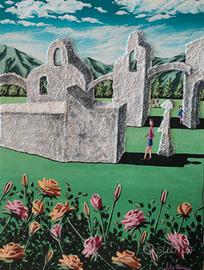 Dipinto orig. " La Statua nel Villaggio " cm 30x40