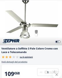 pala da soffitto con luce e telecomando 