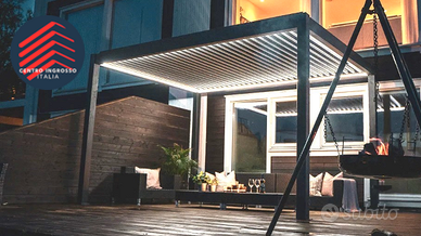 Pergola bioclimatica a lamelle luci LED 3x4 metri