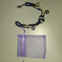Bracciale mare ancora timone nodo perla bianco blu