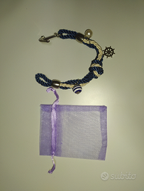 Bracciale mare ancora timone nodo perla bianco blu