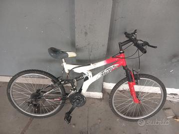 Bicicletta mountainbike rossa a bianca