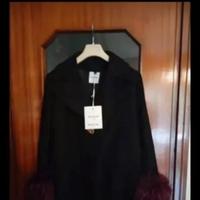 Giacca nera con pelliccia sintetica donna 