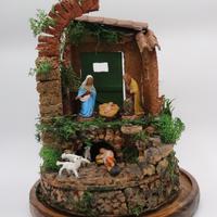 Presepe napoletano fatto a mano + campana di vetro