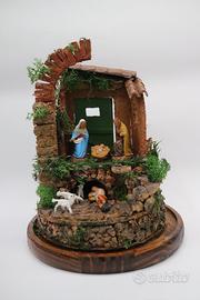 Presepe napoletano fatto a mano + campana di vetro