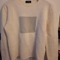 Maglia panna di lana con inserto argentato Kookai 