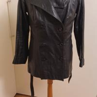 giacca lunga in pelle nera