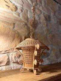 Lampadario Pagoda rattan anni ‘70