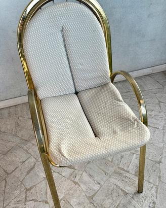 Sedia vintage struttura dorata imbottitura chiara