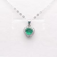 Collana e Pendente in Oro 18 KT Diamanti/Smeraldo 