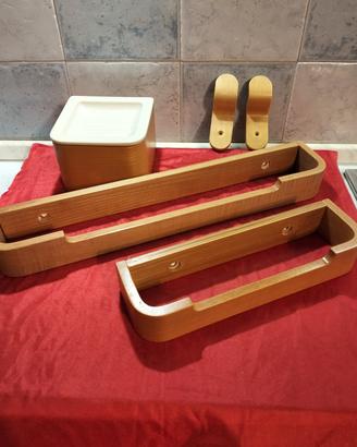 set accessori bagno in legno