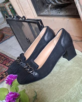 mocassino donna nero camoscio