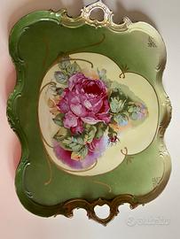 vassoio in ceramica dell’800 dipinto fiori