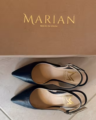 Scarpe slingback di pelle blu navy, tacco 80, n 36