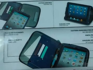 custodia pelle azzurro ipad tablet ebook Reader