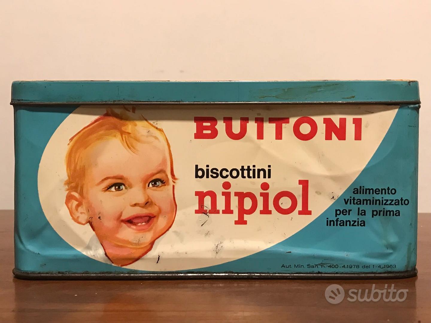 BISCOTTINI NIPIOL SCATOLA IN LATTA annii 60