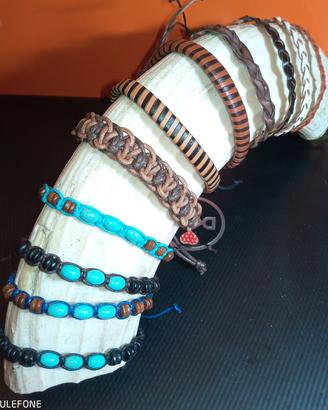 BRACCIALETTI ARTIGIANALI IN PELLE E CORDINO NYLON 