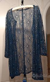 Cardigan cerimonia Pizzo Blu 3XL - Effetto Luce 