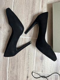 Scarpa con tacco in velluto nero numero 36