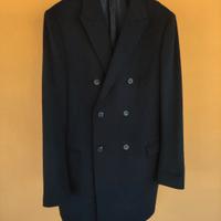 cappotto doppio petto nero in lana e cachemire 