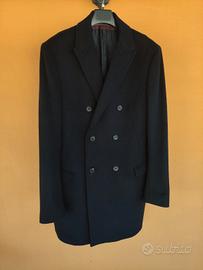cappotto doppio petto nero in lana e cachemire 