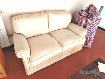Divano due posti in tessuto beige cm 160 x 80