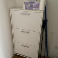 Scarpiera bianca come nuova per 18 paia di scarpe