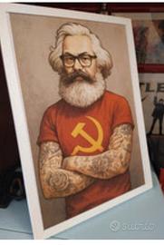 Quadro poster Karl Marx hipster vintage con cornic