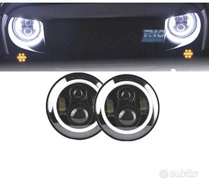 FARI PER JEEP WRANGLER 96-18 ANGEL EYES LED NERO