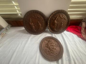 Set 3 piatti decorativi in rame