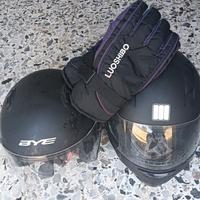N 2 caschi moto taglie XL e L + paio di guanti 