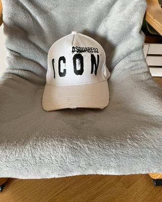 Cappello icon dsq2 bianco regolabile