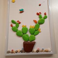Quadretto Naif, cactus fatto a mano 