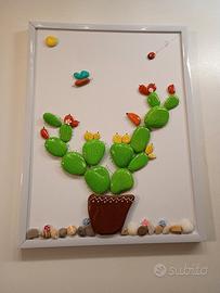 Quadretto Naif, cactus fatto a mano 