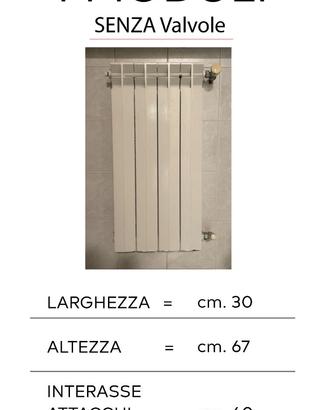 Termosifoni/Radiatori in alluminio. Senza valvole