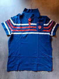 Polo uomo Marville blu a righe con stemma 
