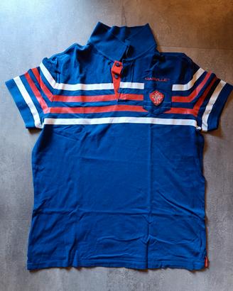 Polo uomo Marville blu a righe con stemma 