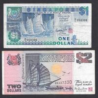BANCONOTE 1 E 2 DOLLARI SINGAPORE