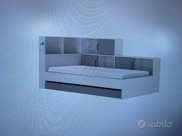 Letto ragazzi con vani contenitori