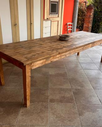 TAVOLO IN LEGNO MASSELLO LARICE E ABETE 3 MT