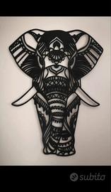 Quadro decorazione muro Elefante mandala legno