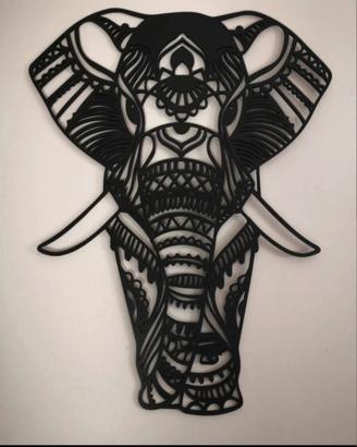 Quadro decorazione muro Elefante mandala legno