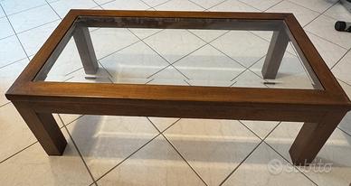 Tavolo in legno e cristallo da salotto rettangolar