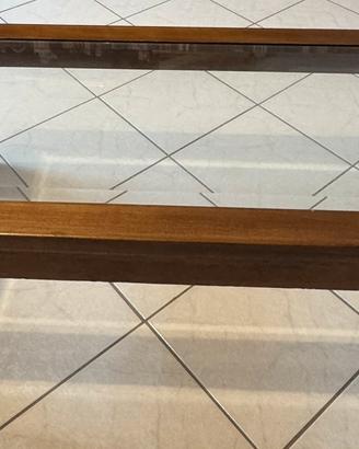 Tavolo in legno e cristallo da salotto rettangolar