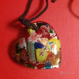 Ciondolo a forma di cuore in vetro di Murano