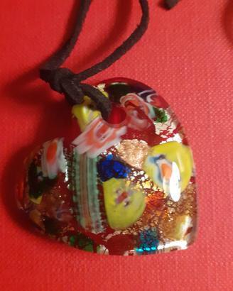 Ciondolo a forma di cuore in vetro di Murano
