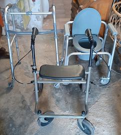 Deambulatore + sedia WC + Deambulatore da interno 
